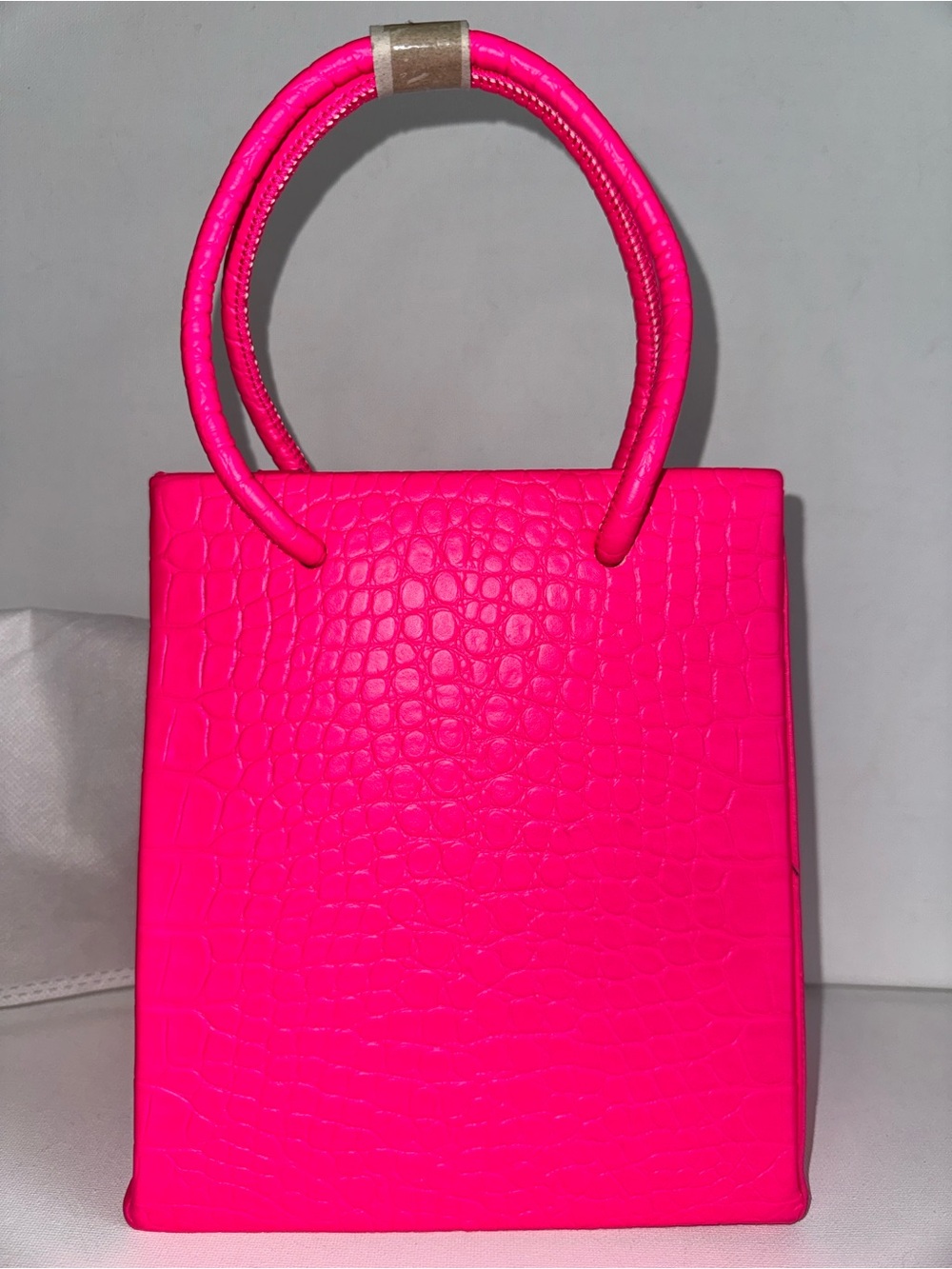 Moda Luxe Peyton Croc Embossed Mini Tote Crossbody Bag Neon Pink